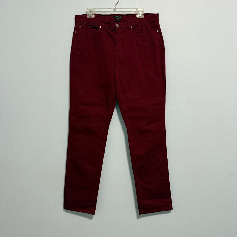 Eileen Fisher Organic Cotton Burgundy Pants Size 14